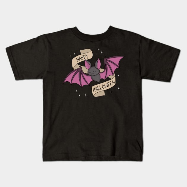 Cute Halloween Bat Kids T-Shirt by valentinahramov